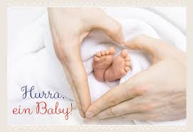 Herzlichen glückwunsch zur geburt eurer tochter! Geburtskarte Hurra Ein Baby 6 Stck Herz Aus Handen Gluckwunschkarte Geburt