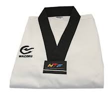 Er besteht aus hose und jacke. Wacoku Taekwondo Anzug Wtf Schwarzer Kragen