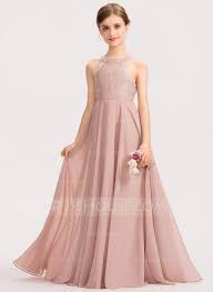 Us 70 00 A Line Scoop Neck Floor Length Chiffon Lace Junior Bridesmaid Dress Jj S House Girls Bridesmaid Dresses Kids Bridesmaid Dress Junior Bridesmaid Dresses