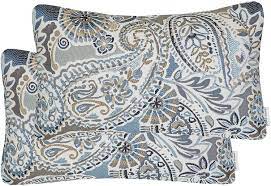 Buy Mika Home Pack Of 2 Oblong Rectangular Throw Pillow Cover Cushion Cases For Sofa Couch Chair Paisley Pattern 12x20 Inches Blue Brown Cream Multicolor Online In Indonesia B07d4l4kx3