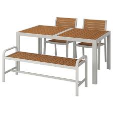 Light up your backyard with string lights and furnish it with comfy outdoor lounging furniture created to make a space for the whole family to enjoy the outdoors. Sjalland Table 2 Chairs Bench Outdoor Light Brown Light Grey Ikea
