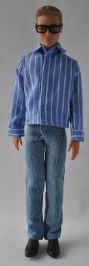 Ken Doll Clothes Handmade Blue Striped Shirt And Blue Jean Pants This Is Not A Product Or An Endorsement Of Mattel Ba Blue Striped Shirt Barbie Clothes Clothes