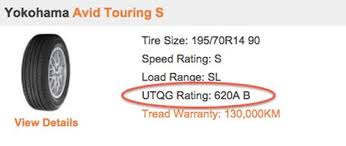 what are utqg ratings kal tire