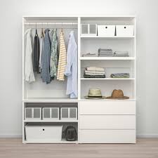 Platsa Armoire 2 Portes 3 Tiroirs Blanc Fonnes Blanc 160x42x181 Cm Ikea Ikea Drawers Open Shelving Units