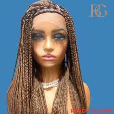 Micro Braided Wigs, Medium Auburn Brown Wig, 36 Inch Long Hair Wigs,  Knotless Box Braid Wig With Baby Hair, Wigs for Black Women