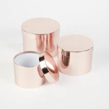 Metallic Rose Gold Hat Box Set Of 3 2 99 Inspirations Wholesale