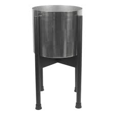Buy metal planters and get the best deals at the lowest prices on ebay! Medium Black Stand With Silver Metal Planter 38 5cm X 18cm Leaf Artificial Plants