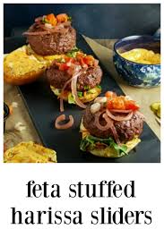Feta Stuffed Harissa Sliders Recette