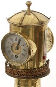Brass patinated bronze painted gold dial diameter: Lot French Industrial Animated Lighthouse Clock
