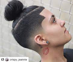 Repost Crispy Jeannie Get Repost This Girl And Her Man Bun Lol Kikicrispy Blessed Phillybarber Shaved Undercut Undercut Long Hair Long Hair Styles Men
