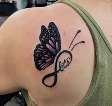 Experiment with combining tattoo styles, like this classical butterfly outline see the aw? 160 Infinity Tattoo With Names Dates Symbols And More For Women