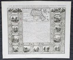 Carte des hôtels aux environs de madagascar : 1719 Henri Chatelain Antique Map Views Of The African Island Of Mada Classical Images