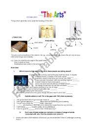 the arts vocabulary exercises on art esl worksheet by simplifyyourteaching