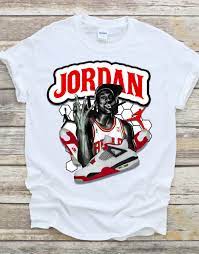 Air Jordan 4 Fire Red Shirt Retro 4 Fire Red Og White Etsy