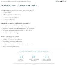 The questions challenge some of the myths which exist around mental health and show children that mental ill health affects many of us from time to time, including successful, high profile celebrities. Quiz Worksheet Environmental Health Study Com