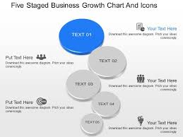 Ki Five Staged Business Growth Chart And Icons Powerpoint