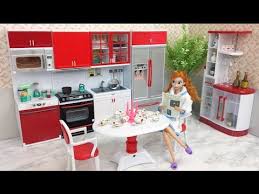 barbie doll deluxe kitchen set with