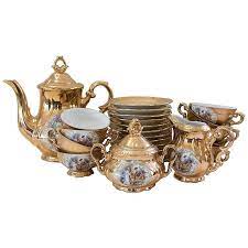 Royal 22 Karat Gold Set Of Stamped Bavaria Tea Set Beautiful Hand Painted Design Tea Set Gold Set Hand Painted