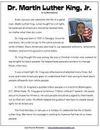 Mlk Reading Passage Reading Passages Martin Luther King Jr Worksheets Martin Luther King Reading