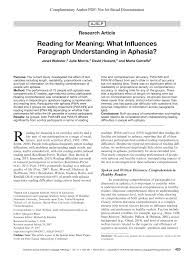 Puts blankets between her newspapers to keep warm. Pdf Reading For Meaning What Influences Paragraph Understanding In Aphasia