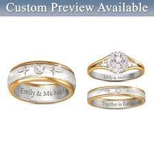 Forever In Faith Customized His Hers Diamond Wedding Rings Sterling Silver Wedding Rings Custom Wedding Rings Wedding Ring Sets