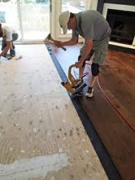 When i did ours, in toronto, ontario, i was required to use a 3.2mm acoustic foam with attached vapour barrier over the concrete. Installing Engineered Hardwood Floors The Ultimate Guide
