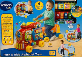 Rolling train teaches letters, animal facts, numbers and more! Ages 12 36 Months Vtech 4 In 1 Push Ride Alphabet Train With Songs Melodies Vtech Toys Games Research Unir Net