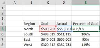 Calculating Percent Of Goal In Excel Dummies