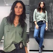 Kareena Kapoor Khan Keeps It Casual In An Olive Green Shirt And Blue Denims With Boots Kareenakapoor Bollyw Olive Green Shirt Womens Denim Shirt Fashion