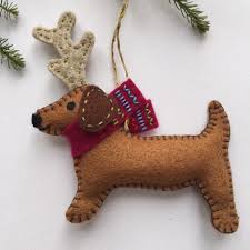 Dachshund Reindeer Felt Christmas Decoration Etsy Felt Christmas Decorations Felt Christmas Felt Dog Ornament