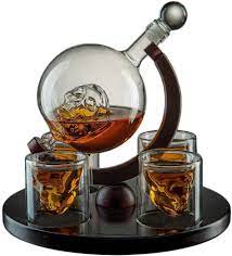 Whiskey glasses, whiskey decanters, rocks glasses Italiy Lead Free Crafted Glass Bottle Whiskey Decanter Set 400ml Skull Face Whiskey Decanter Set Gift Set 3pcs Skull Crystal Glass Decanter Best Halloween Decorations Bar Whis Wine Bottle Holder Decanters Home Ekbotefurniture Com