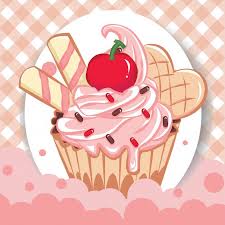 Illustrazioni del fumetto dei cupcakes con il modello senza cuciture. dolci  per la festa di compleanno. bign&eacute; squisito di compleanno e dell'alimento  dolce del dessert | Vettore Premium