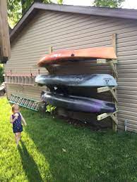 Here's how diy mom rebekah higgs builds a canoe/kayak rack using plans from home hardware's backyard project packages. 82 Canoe Storage Ideas Canoe Storage Kayak Storage Canoe