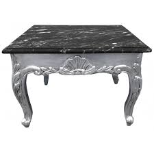 The aurora coffee table is classic contemporary elegance with a luminous 1 inch black wood vein marble top and polished stainless steel frame. Square Coffee Table Baroque Style Wood Silvered Black Marble Top