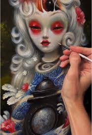 Work in progress by @jm.aguado for our upcoming exhibition ‘Dreamland  Awaits’ at @Corey Helford Gallery For inquiries:  Sherri@coreyhelfordgallery.com ‘Dreamland Awaits’ Exhibition Dates: April  26