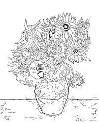Vincent van gogh sunflowers printable. Sunflowers By Vincent Van Gogh Coloring Page For Kids Flower Coloring Pages Printables Free Wuppsy C Van Gogh Coloring Van Gogh Art Sunflower Coloring Pages