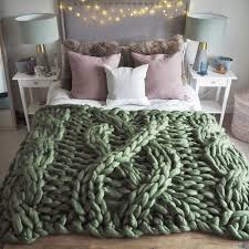 Amazon's choice for forest green throw blanket. A Beautiful Cable Knit Forest Green Blanket Giant Knitting With A Even More Giant Cable Running Through It Green Blanket Cable Knit Blankets Knitted Blankets