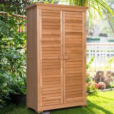 Amazon Com Goplus Outdoor Storage Shed Wooden Shutter Design Fir Wood Lockers For Garden Yard In 2020 Wooden Garden Storage Garden Storage Shed Outdoor Storage Sheds