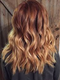 Copper Red To Blonde Ombre With Balayage Highlights Red Blonde Hair Ombre Hair Blonde Red To Blonde