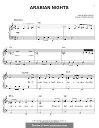 Arabian Nights From Aladdin By A Menken Piano Music Easy Trumpet Sheet Music Saxophone Sheet Music