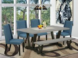 Sold and shipped by best choice products. East West Furniture V697fl121 6 6 Piece Dining Room Set 4 Parson Chairs An Amazing Bench And A Rectangular Small Dining Table Hardwood Frame East West Furniture