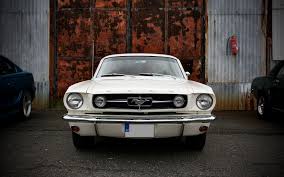 White Vintage Ford Mustang Front Wallpapers White Vintage Ford Mustang Front Stock Photos