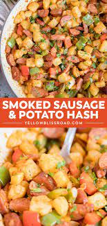 Smoked Sausage And Potato Hash Yellowblissroad Com Recipe Smoked Sausage Recipes Smoked Sausage Hash Smoked Sausage