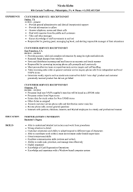 customer service receptionist resume