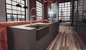 Kraus offers a range of options to suit every need and satisfy any style preference, from farmhouse sinks to clean commercial styles with contemporary zero radius corners; Blanco Ikon Sink And Culina Faucet Dark Kitchen Modern Kitchen Minimalist Bachelor Kitchen Dark Contemporary Kitchens In 2019 Farmhouse Sink Kitchen Black Kitchen Cabinets Kitchen