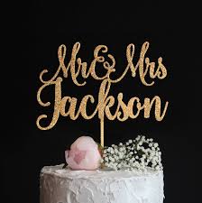 Custom Wedding Cake Topper With Last Name Elegant Mr And Mrs Etsy Gold Cake Topper Wedding Personalized Wedding Cake Toppers Calligraphy Wedding Cake