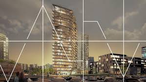 De twee gebouwen zijn aan de buitenkant zo goed als gereed nu ook het glaswerk is geplaatst. Dpg Media Verhuist Naar Hybride Houten Kantoorgebouw Amsterdam Architectenweb Nl