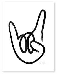 Rock On Print Rock Sign Peace By Piece City Drawing
