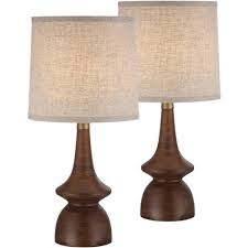 Other wood types and shade materials available upon request. 360 Lighting Mid Century Modern Table Lamps Set Of 2 Walnut Wood Off White Drum Shade For Living Room Family Bedroom Bedside Target
