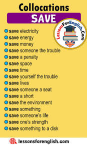 English Phrases Samples Collocations With Save In English Save Electricity Save Energy Save Money Learn English Words English Phrases Learn English Vocabulary